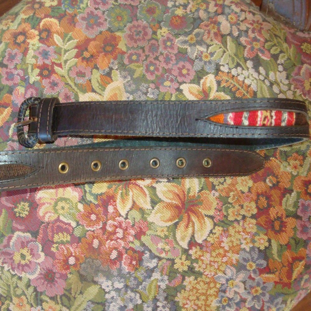 serape cutout brown leather belt small medium